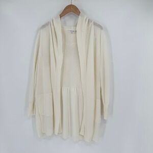 Calvin Klein Off-White Lightweight Long Sleeve Hooded Cardigan Women's Sz‎ XL